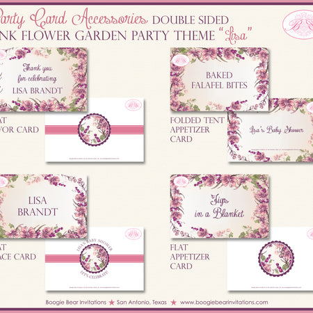 Pink Flower Garden Baby Shower Favor Party Card Appetizer Boogie Bear Invitations Lisa Theme