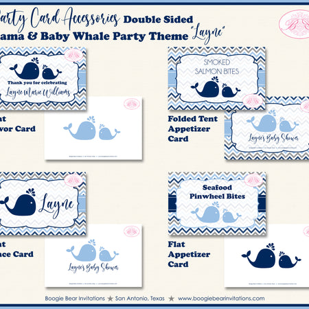 Blue Whale Baby Shower Party Favor Party Card Tent Food Boogie Bear Invitations Layne Theme
