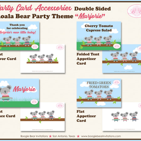 Koala Bear Baby Shower Favor Party Card Appetizer Food Pink Boogie Bear Invitations Marjorie Theme