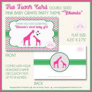 Pink Giraffe Baby Shower Favor Card Tent Place Appetizer Food Sign Label Tag Girl Boogie Bear Invitations Yolanda Theme Printed