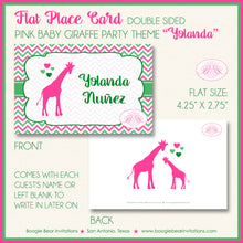 Load image into Gallery viewer, Pink Giraffe Baby Shower Favor Card Tent Place Appetizer Food Sign Label Tag Girl Boogie Bear Invitations Yolanda Theme Printed