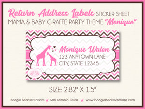 Pink Giraffe Girl Baby Shower Invitation Party Boogie Bear Invitations Monique Theme Paperless Printable Printed