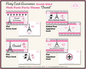 Pink Paris Birthday Favor Party Card Tent Place Food Tag France French Boogie Bear Invitations Chantel Theme