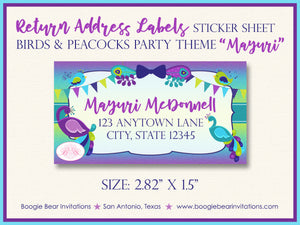 Peacock Bird Baby Shower Invitation Purple Party Birds Boogie Bear Invitations Mayuri Theme Paperless Printable Printed