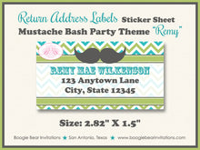 Load image into Gallery viewer, Mustache Bash Baby Shower Invitation Green Blue Boogie Bear Invitations Remy Theme Paperless Printable Printed