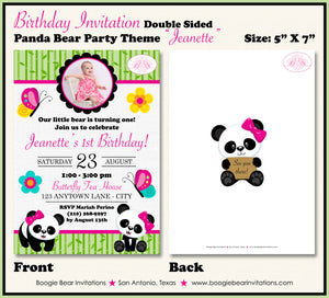Panda Bear Birthday Party Invitation Photo Girl Pink Boogie Bear Invitations Jeanette Theme Paperless Printable Printed