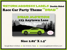 Load image into Gallery viewer, Green Race Car Birthday Party Invitation Lime Racing Boogie Bear Invitations Brad Theme Paperless Printable Printed