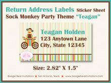 Load image into Gallery viewer, Sock Monkey Birthday Party Invitation Stripe Boogie Bear Invitations Teagan Theme Paperless Printable Printed