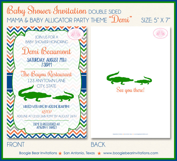 Alligator Crocodile Baby Shower Invitation Boogie Bear Invitations Demi Theme Paperless Printable Printed