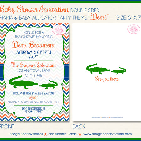 Alligator Crocodile Baby Shower Invitation Boogie Bear Invitations Demi Theme Paperless Printable Printed