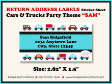 Load image into Gallery viewer, Cars Trucks Birthday Party Invitation Red Turquoise Boogie Bear Invitations Sam Theme Paperless Printable Printed
