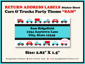 Cars Trucks Birthday Party Invitation Red Turquoise Boogie Bear Invitations Sam Theme Paperless Printable Printed