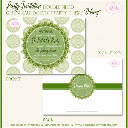 Green Kaleidoscope Party Invitation Boogie Bear Invitations Delaney Theme Paperless Printable Printed