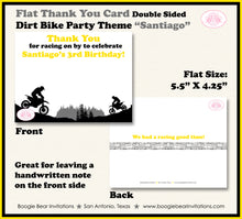 Load image into Gallery viewer, Yellow Dirt Bike Party Thank You Card Birthday Boogie Bear Invitations Santiago Theme Printed