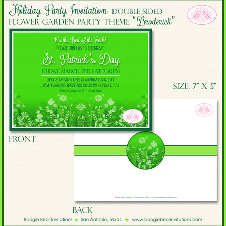 St. Patrick's Day Party Invitation Flower Garden Boogie Bear Invitations Broderick Theme Paperless Printable Printed