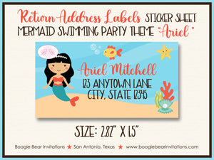 Mermaid Swimming Birthday Party Invitation Pool Ocean Girl Boogie Bear Invitations Ariel Theme Paperless Printable Printed
