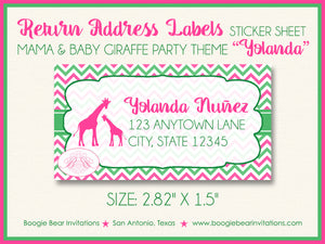 Pink Green Giraffe Baby Shower Invitation Girl Party Boogie Bear Invitations Yolanda Theme Paperless Printable Printed