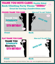 Load image into Gallery viewer, Rock Climbing Birthday Party Thank You Card Mountain Pink Teal Girl Indoor Boogie Bear Invitations Sierra Theme Printed