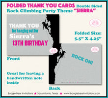 Load image into Gallery viewer, Rock Climbing Birthday Party Thank You Card Mountain Pink Teal Girl Indoor Boogie Bear Invitations Sierra Theme Printed