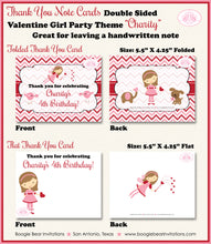 Load image into Gallery viewer, Valentine Girl Birthday Party Thank You Card Fairy Heart Red Pink Boogie Bear Invitations Charity Theme Printed