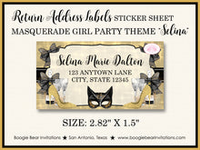 Load image into Gallery viewer, Masquerade Birthday Party Invitation Black Gold Formal Girl Boogie Bear Invitations Selina Theme Paperless Printable Printed