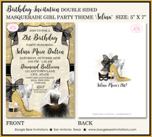 Load image into Gallery viewer, Masquerade Birthday Party Invitation Black Gold Formal Girl Boogie Bear Invitations Selina Theme Paperless Printable Printed