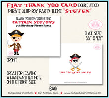 Load image into Gallery viewer, Pirate Ship Boy Party Thank You Card Birthday Boogie Bear Invitations Steven Theme Printed