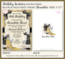 Load image into Gallery viewer, Black Gold Modern Birthday Party Invitation Champagne Formal Hig Heels Boogie Bear Invitations Bernadette Theme Paperless Printable Printed