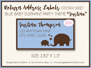 Blue Elephant Baby Shower Invitation Boogie Bear Invitations Justina Theme Paperless Printable Printed