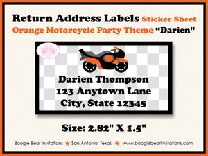 Orange Motorcycle Birthday Party Invitation Boogie Bear Darien Theme Paperless Printable Printed