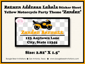 Yellow Motorcycle Birthday Party Invitation Boogie Bear Invitations Zander Theme Paperless Printable Printed