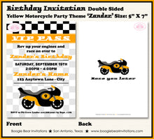 Load image into Gallery viewer, Yellow Motorcycle Birthday Party Invitation Boogie Bear Invitations Zander Theme Paperless Printable Printed
