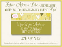 Load image into Gallery viewer, Balloon Hearts Baby Shower Invitation Party Green Boogie Bear Invitations Piper Theme Paperless Printable Printed