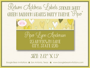 Balloon Hearts Baby Shower Invitation Party Green Boogie Bear Invitations Piper Theme Paperless Printable Printed