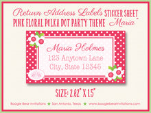 Load image into Gallery viewer, Pink Flowers Baby Shower Invitation Polka Dot Birthday Party Boogie Bear Invitations Maria Theme Paperless Printable Printed