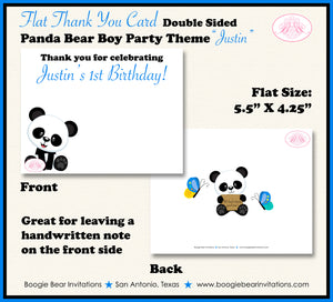 Blue Panda Bear Birthday Party Thank You Card Boy Boogie Bear Invitations Justin Theme Printed