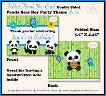 Load image into Gallery viewer, Blue Panda Bear Birthday Party Thank You Card Boy Boogie Bear Invitations Justin Theme Printed