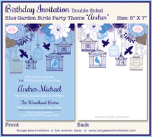Load image into Gallery viewer, Blue Birds Birthday Party Invitation Garden Boy Fly Flowers Cage Birdcage Andres Theme Paperless Printable Printed