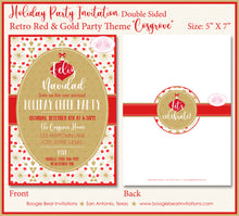Load image into Gallery viewer, Retro Christmas Winter Party Invitation Holiday Red Gold Vintage White Boogie Bear Invitations Cosgrove Theme Paperless Printable Printed