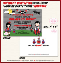 Load image into Gallery viewer, Vampire Bat Birthday Party Invitation Halloween Haunted House Boogie Bear Invitations Ambrose Theme Paperless Printable Printed
