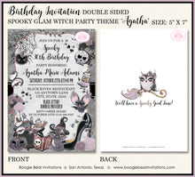 Load image into Gallery viewer, Spooky Glam Witch Birthday Party Invitation Halloween Girl Boogie Bear Invitations Agatha Theme Paperless Printable Printed