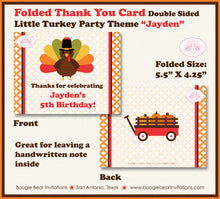 Load image into Gallery viewer, Little Turkey Party Thank You Card Birthday Girl Boy Thanksgiving Boogie Bear Invitations Jayden Theme Printed