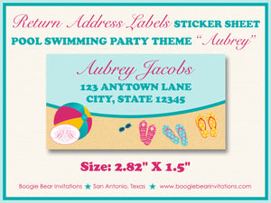 Flip Flop Birthday Party Invitation Photo Girl Pink Pool Swimming Boogie Bear Invitations Aubrey Theme Paperless Printable Printed