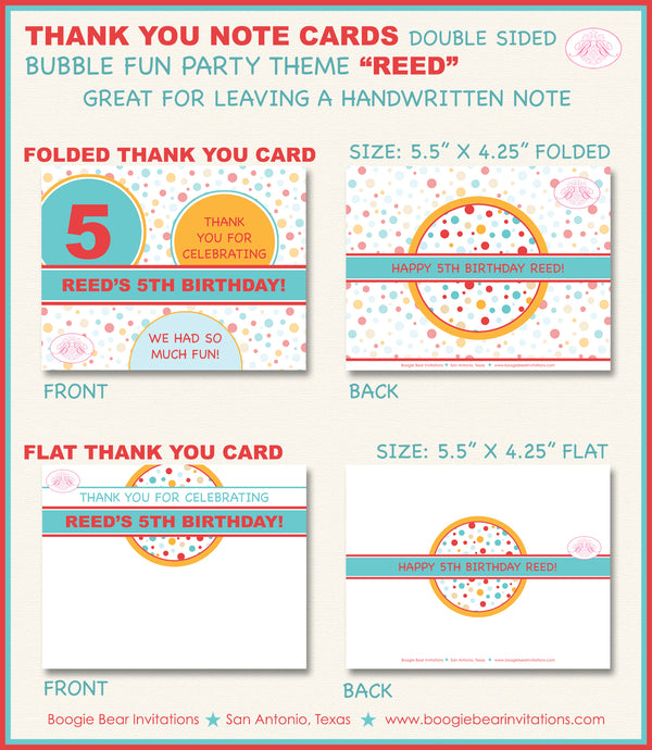Bubble Birthday Party Thank You Card Circle Bubbles Boogie Bear Invitations Reed Theme Printed