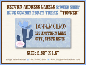 Blue Cowboy Baby Shower Invitation Boogie Bear Invitations Tanner Theme Paperless Printable Printed