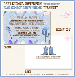 Blue Cowboy Baby Shower Invitation Boogie Bear Invitations Tanner Theme Paperless Printable Printed