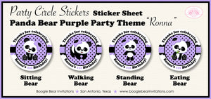 Panda Bear Birthday Party Circle Stickers Sheet Round Purple Lavender Boogie Bear Invitations Ronna Theme