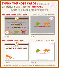 Load image into Gallery viewer, Dinosaur Birthday Party Thank You Card Modern Boogie Bear Invitations Michael Theme Printed