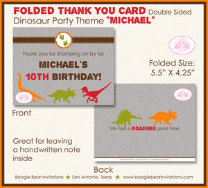 Dinosaur Birthday Party Thank You Card Modern Boogie Bear Invitations Michael Theme Printed