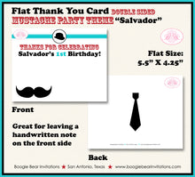 Load image into Gallery viewer, Mustache Birthday Party Thank You Card Retro Boy Red Blue Boogie Bear Invitations Salvador Theme Printed
